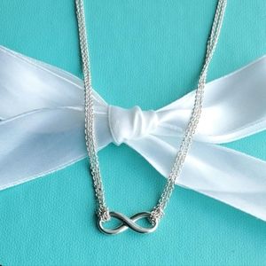 Infinity pendant double chain necklace